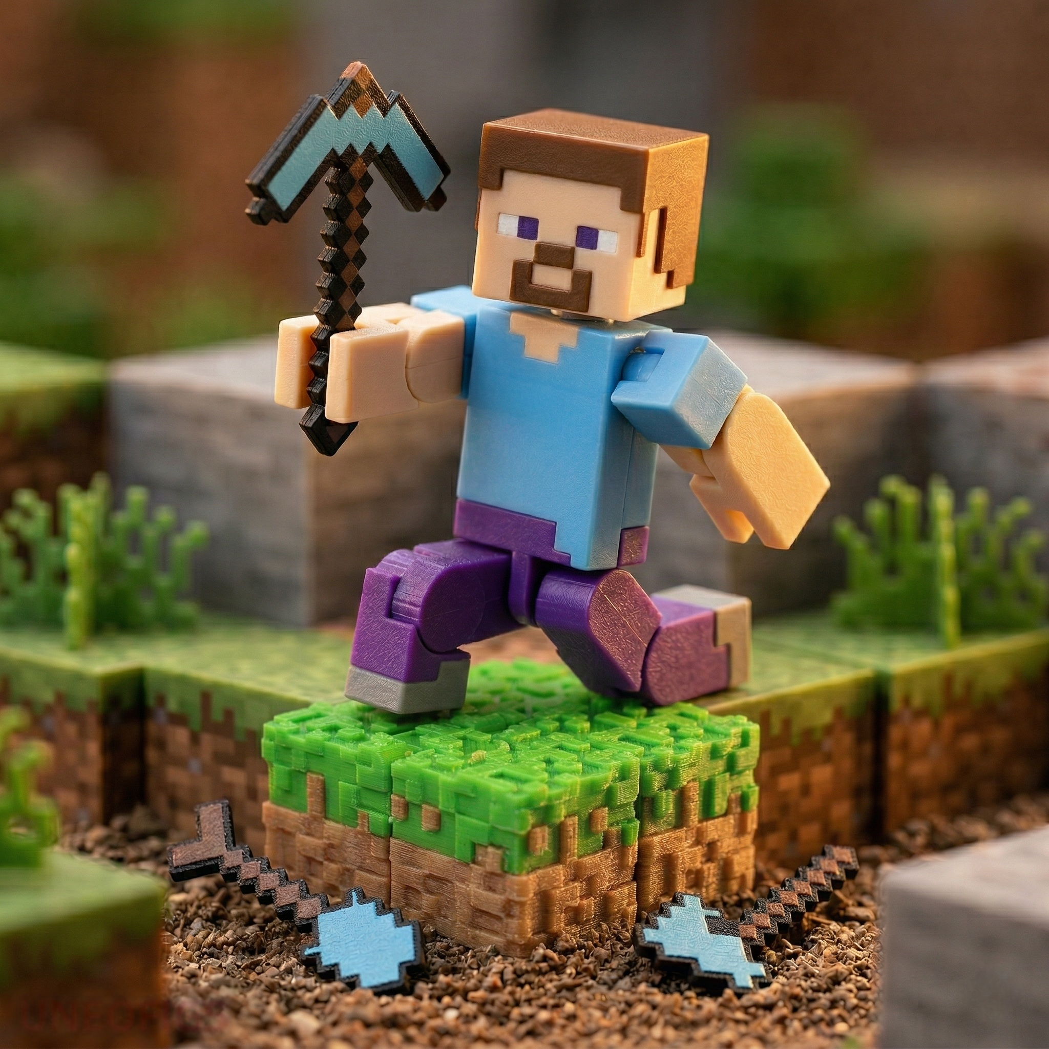 Verdant Plot Voxel Hero | 3D Printed Articulated Fidget Toy