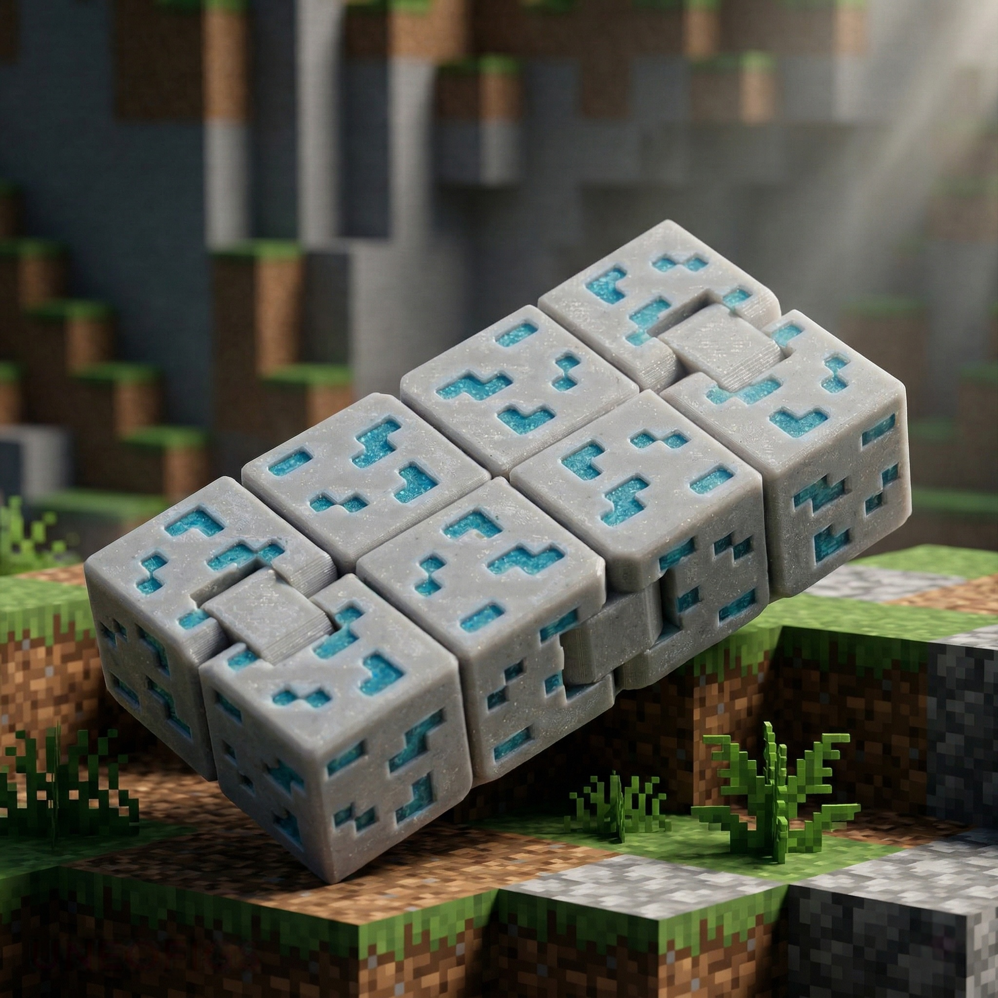 Verdant Plot Voxel Hero | 3D Printed Articulated Fidget Toy