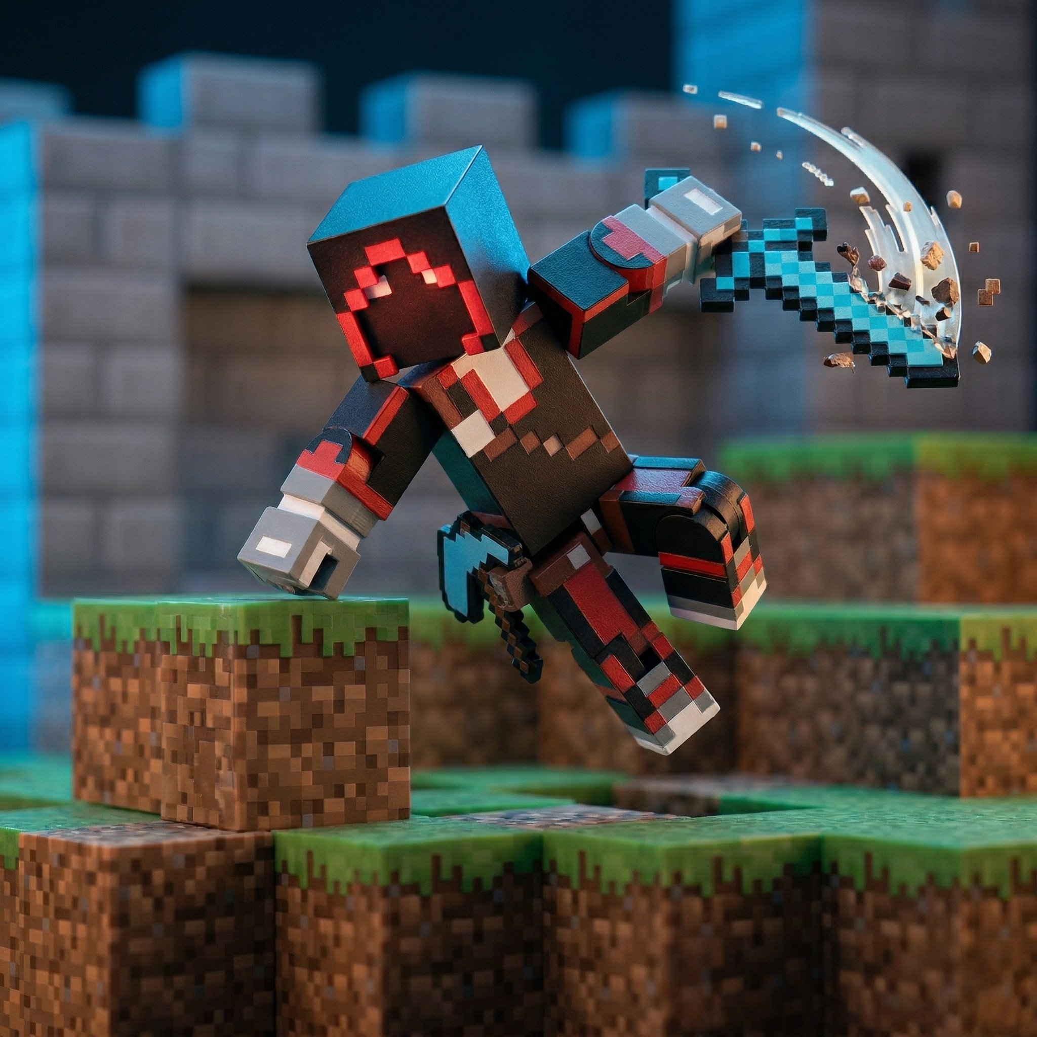 Shadow Rogue Voxel Hero | 3D Printed Articulated Fidget Toy