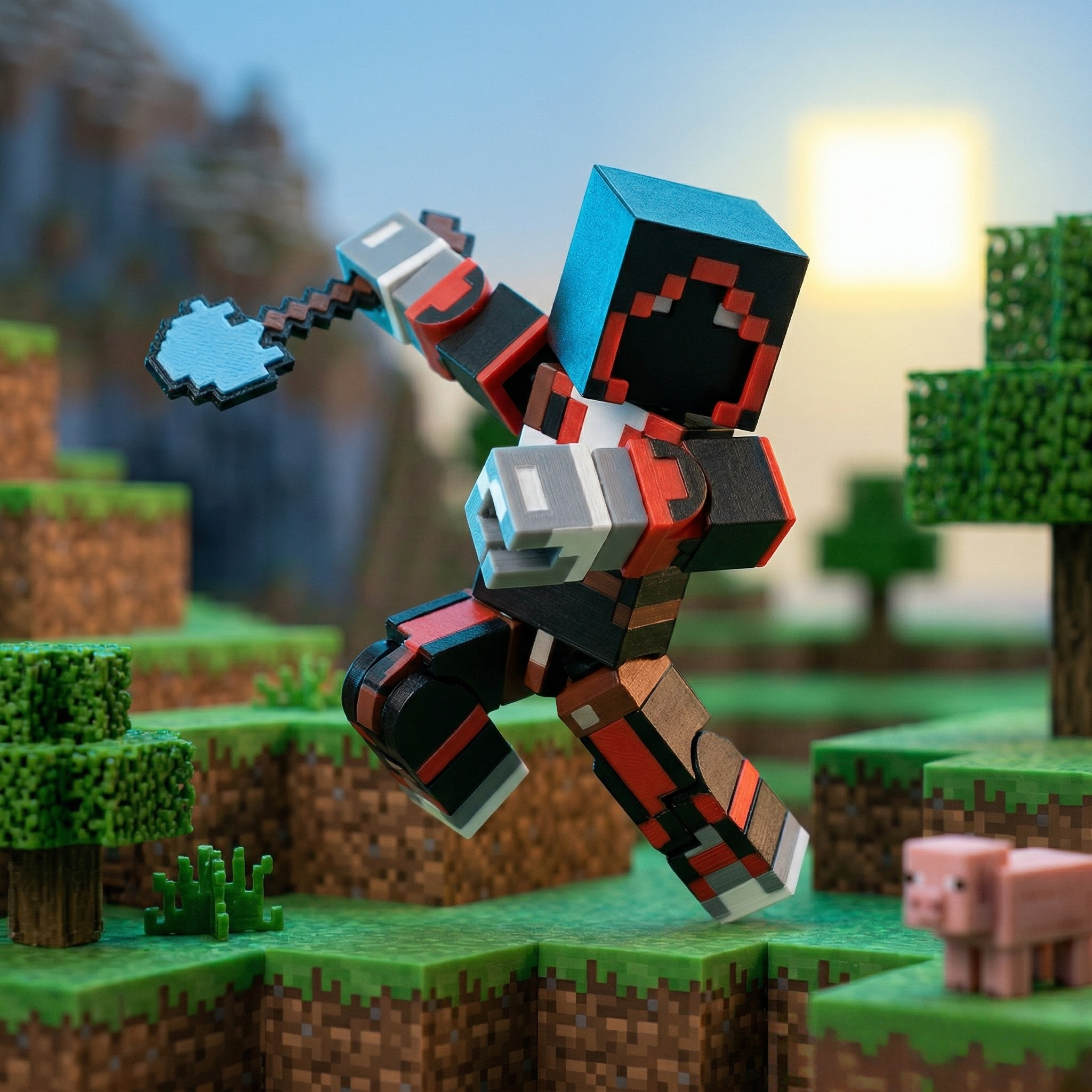 Shadow Rogue Voxel Hero | 3D Printed Articulated Fidget Toy