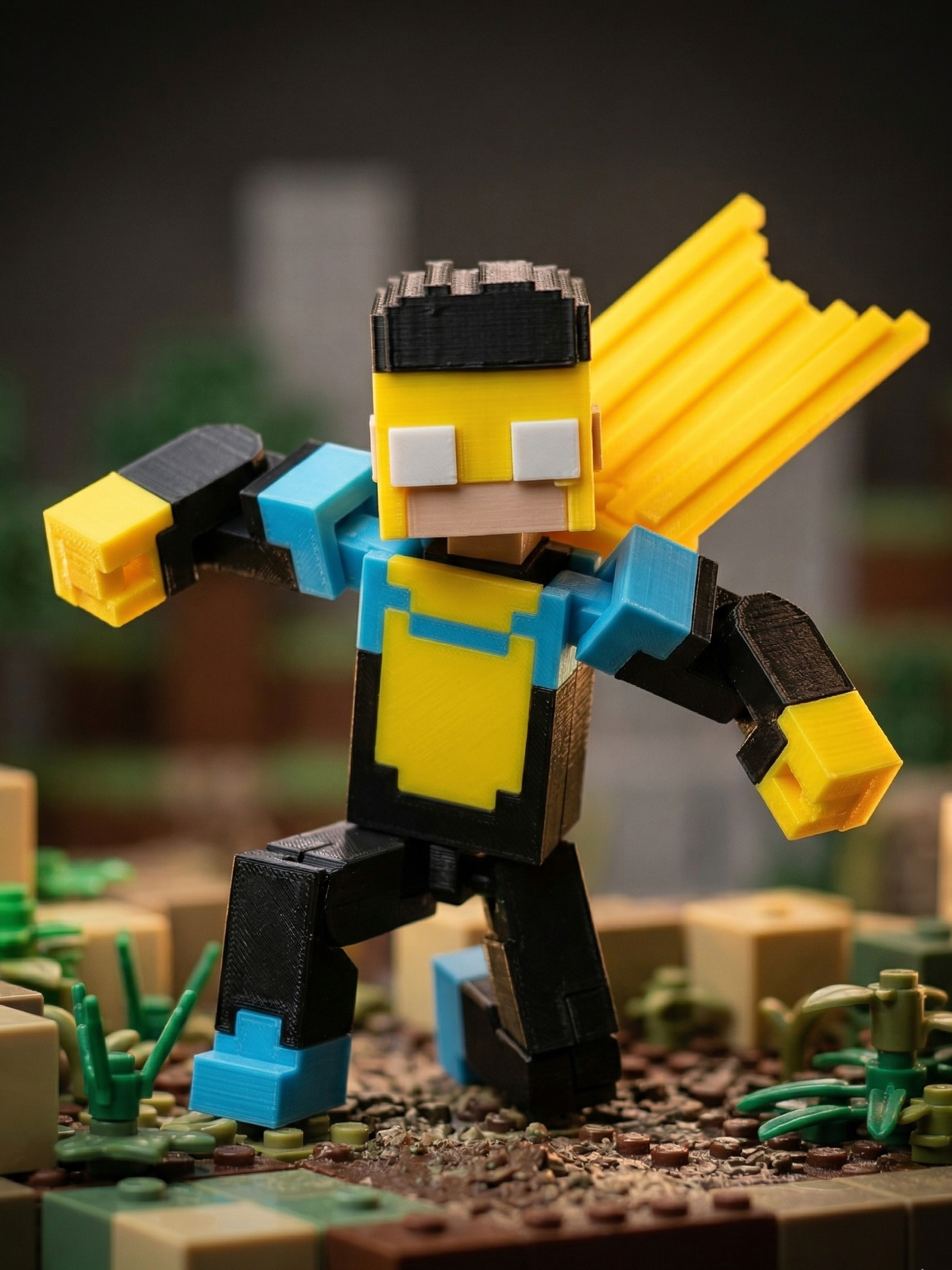 Solar Vanguard: Invincible-Style Voxel Hero | 3D Printed Articulated Fidget Toy