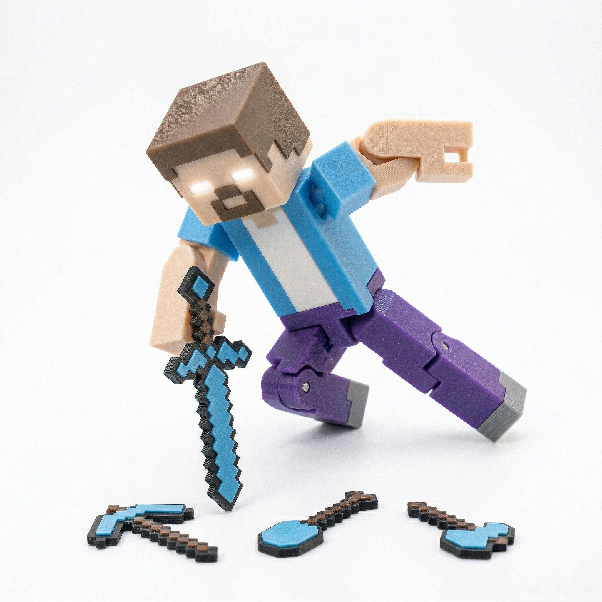 Emerald Ronin Voxel Hero | 3D Printed Articulated Fidget Toy