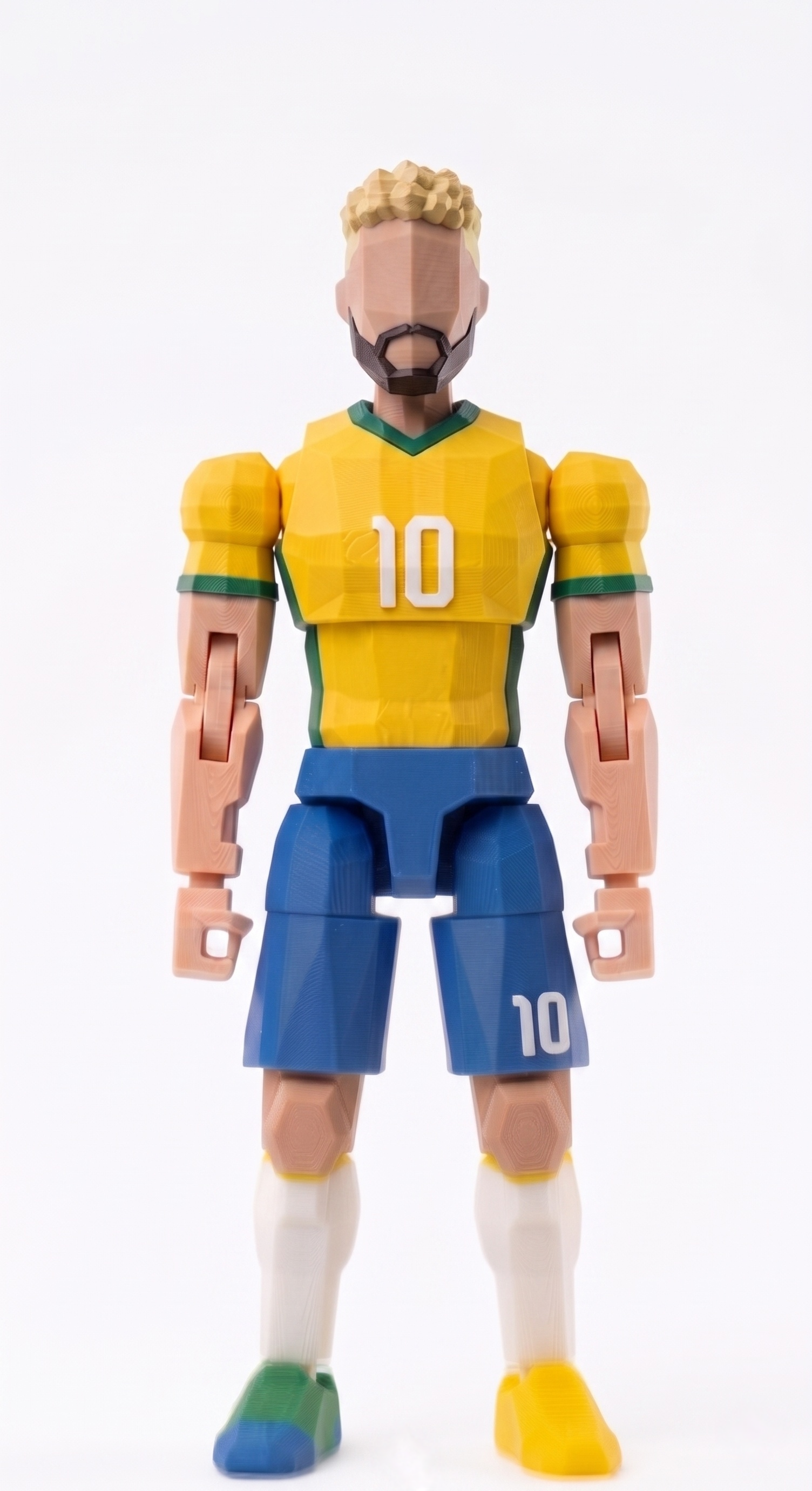 Neymar 3D printed action figure in Brazil #10 kit with hands-to-ears celebration for soccer memorabilia collectors