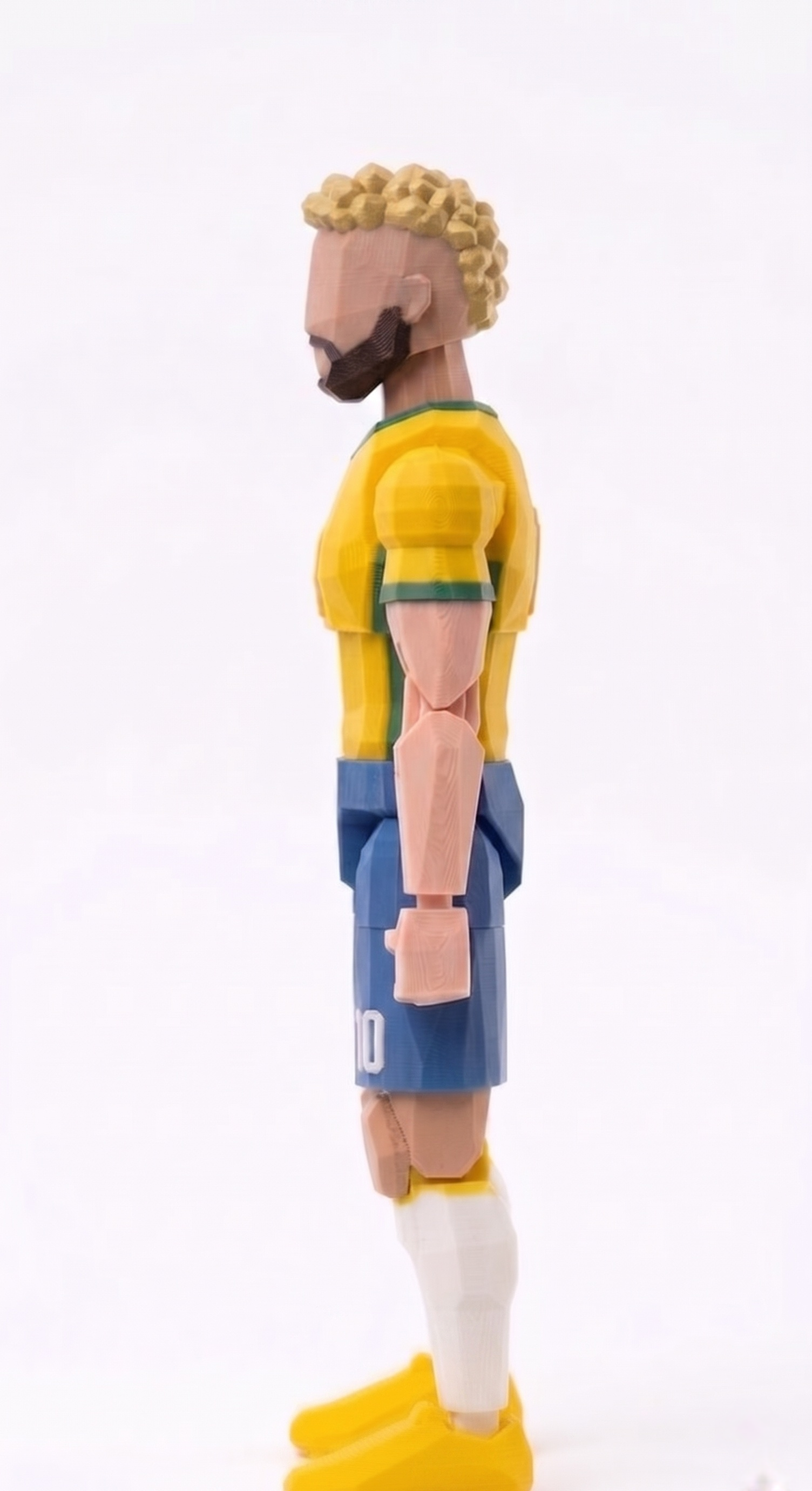 Neymar 3D printed action figure in Brazil #10 kit with hands-to-ears celebration for soccer memorabilia collectors