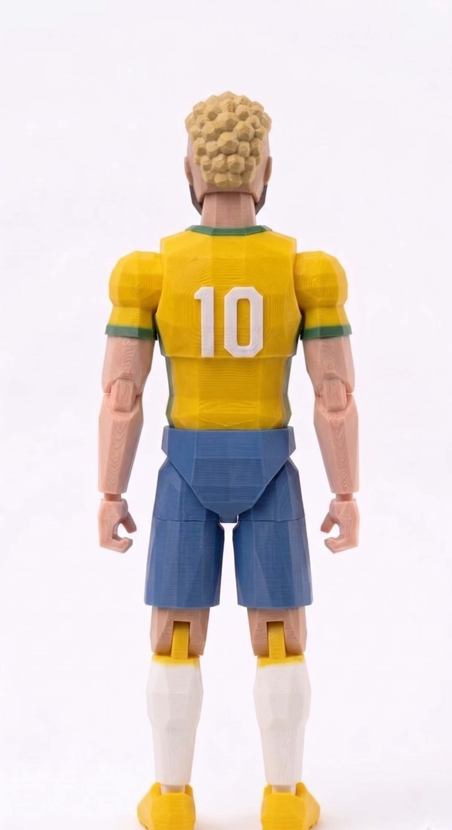 Neymar 3D printed action figure in Brazil #10 kit with hands-to-ears celebration for soccer memorabilia collectors