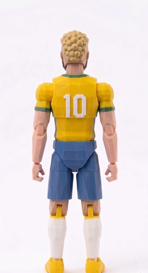 Neymar 3D printed action figure in Brazil #10 kit with hands-to-ears celebration for soccer memorabilia collectors
