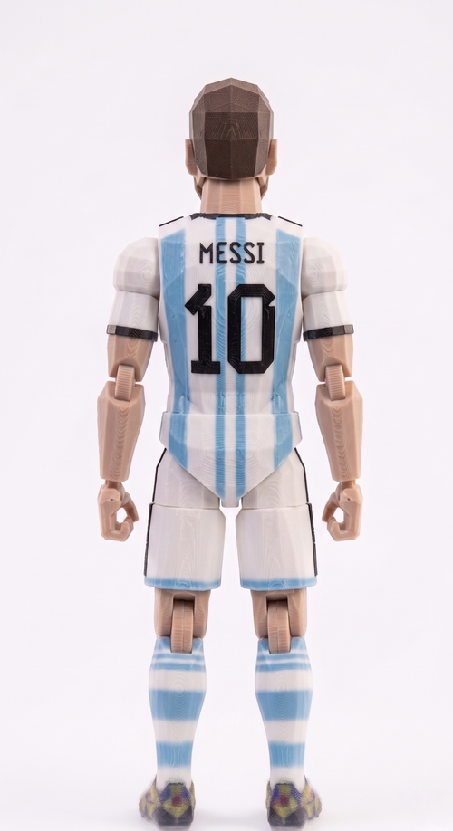 3D printed Argentina number 10 football player figurine in blue white jersey