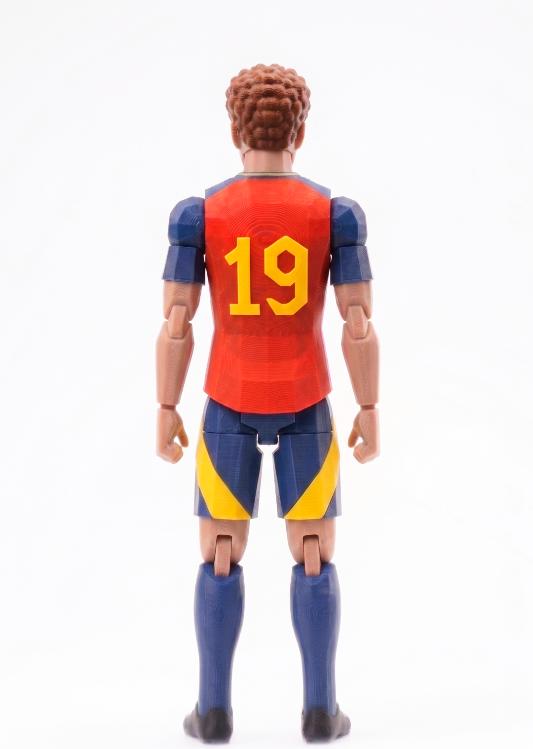 3D printed football player figurine wearing red Spain jersey number 19