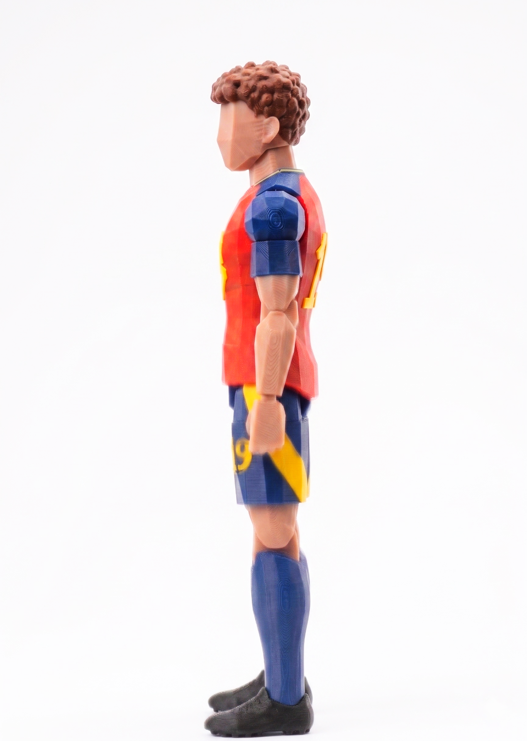 3D printed football player figurine wearing red Spain jersey number 19