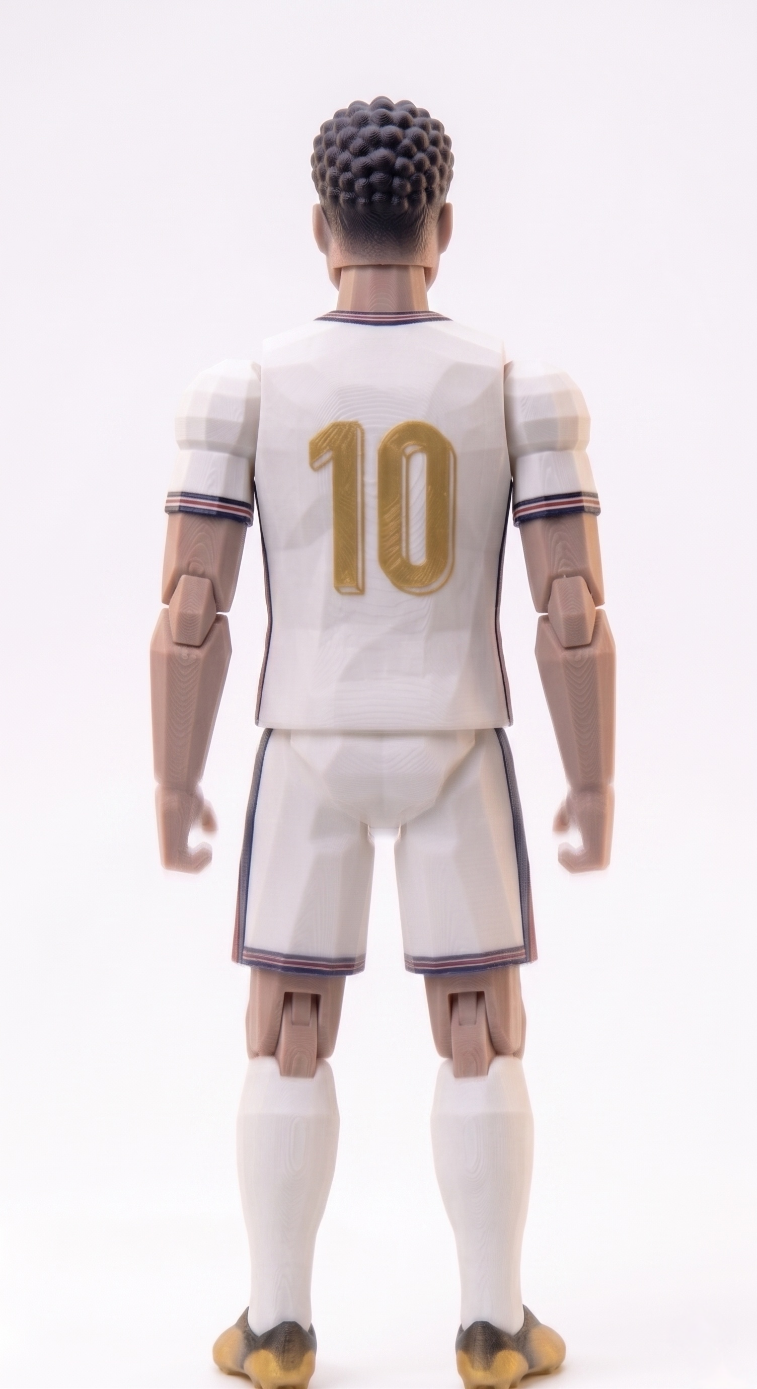 Jude Bellingham England soccer action figure with gold number 10 jersey for sports collectors and memorabilia displays.