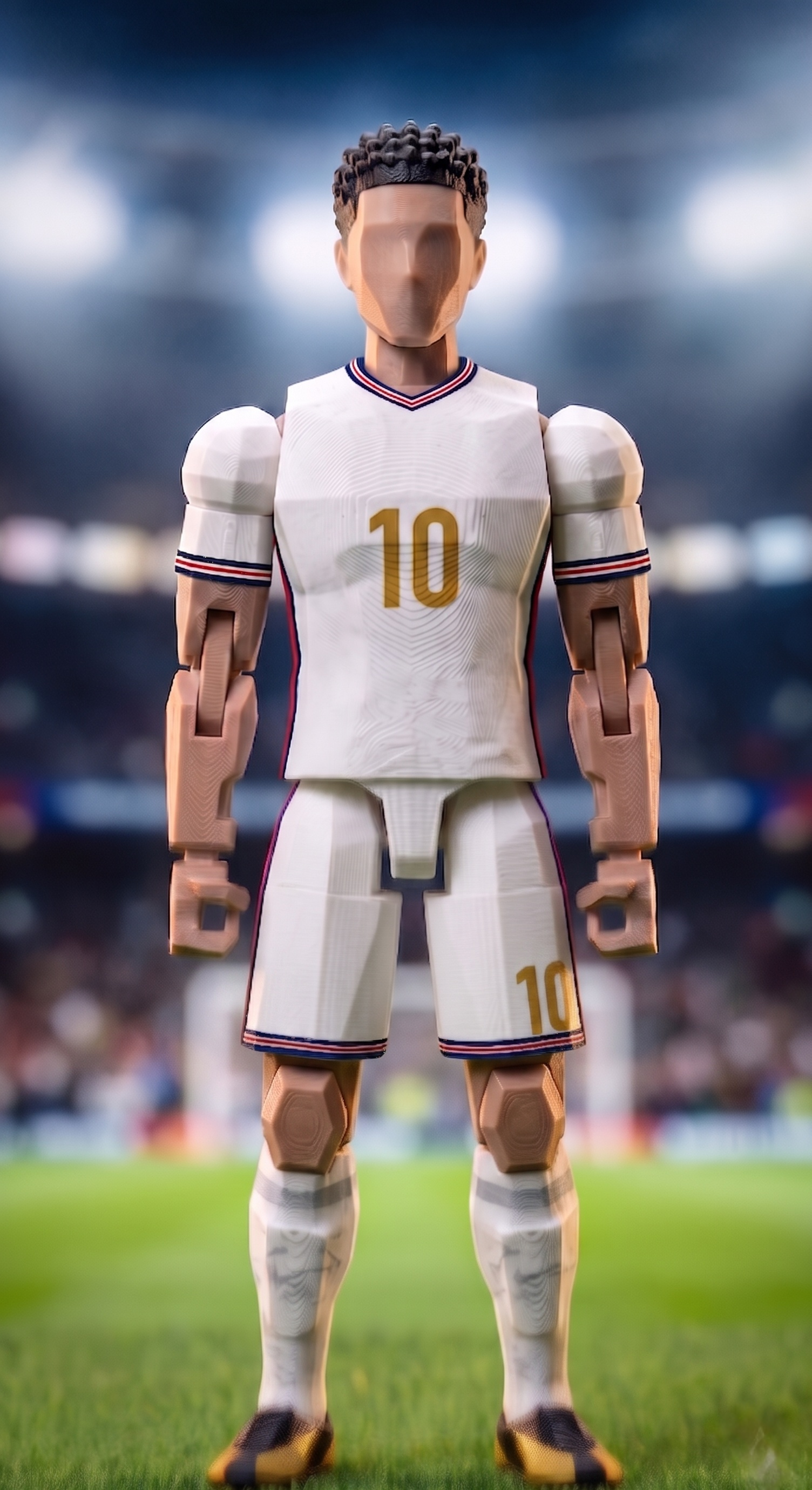 Jude Bellingham England soccer action figure with gold number 10 jersey for sports collectors and memorabilia displays.