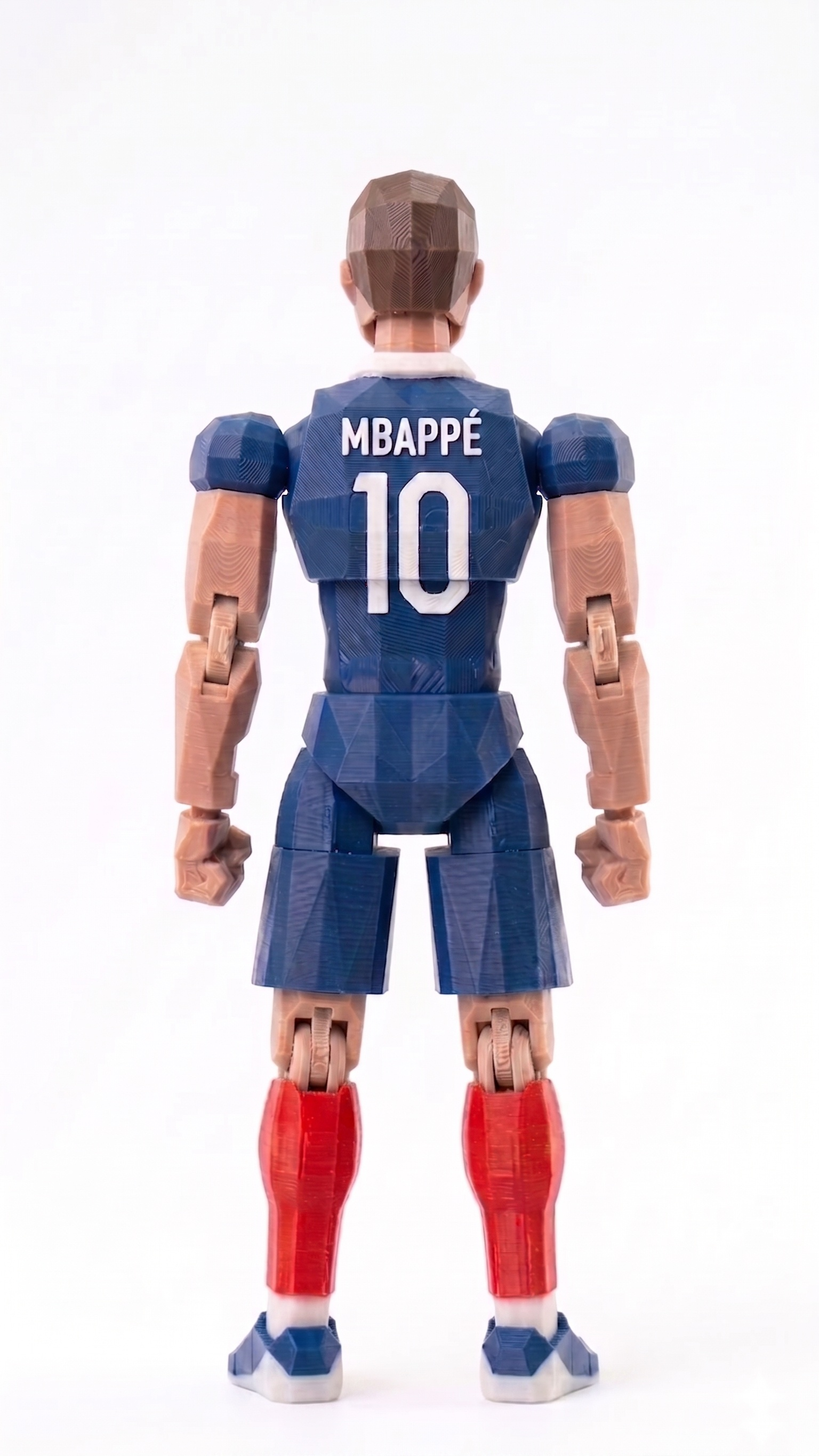 UNEOFIGS 2026 World Cup series low-poly football figure, number 10 blue kit, modular 3D printed collectible with visible layer lines