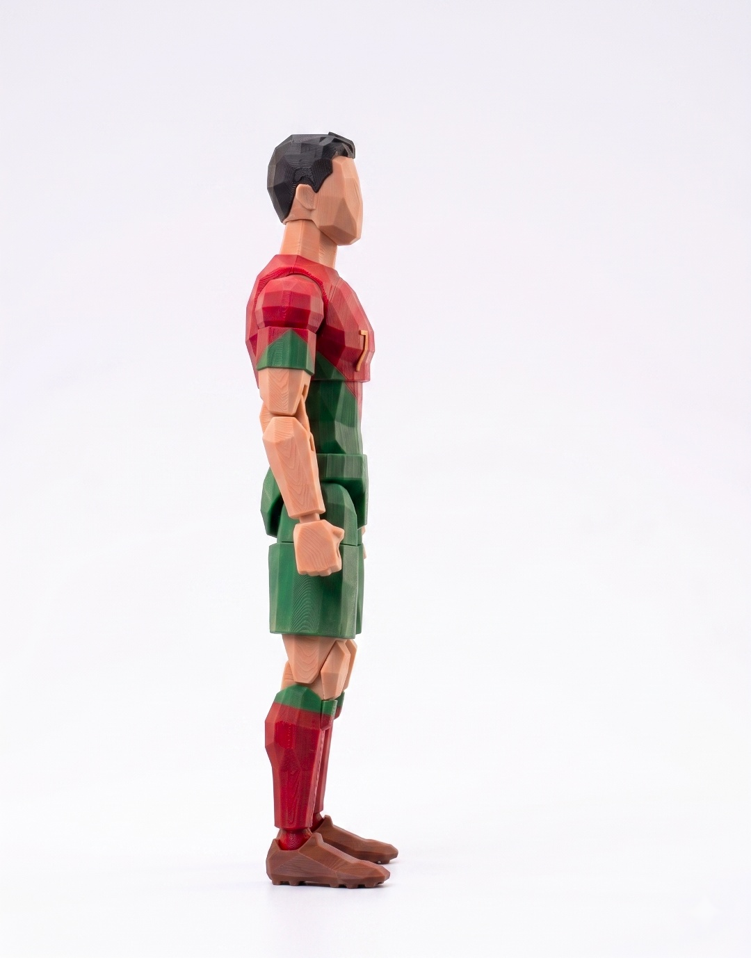 3D printed Portugal number 7 football player figurine in red green kit